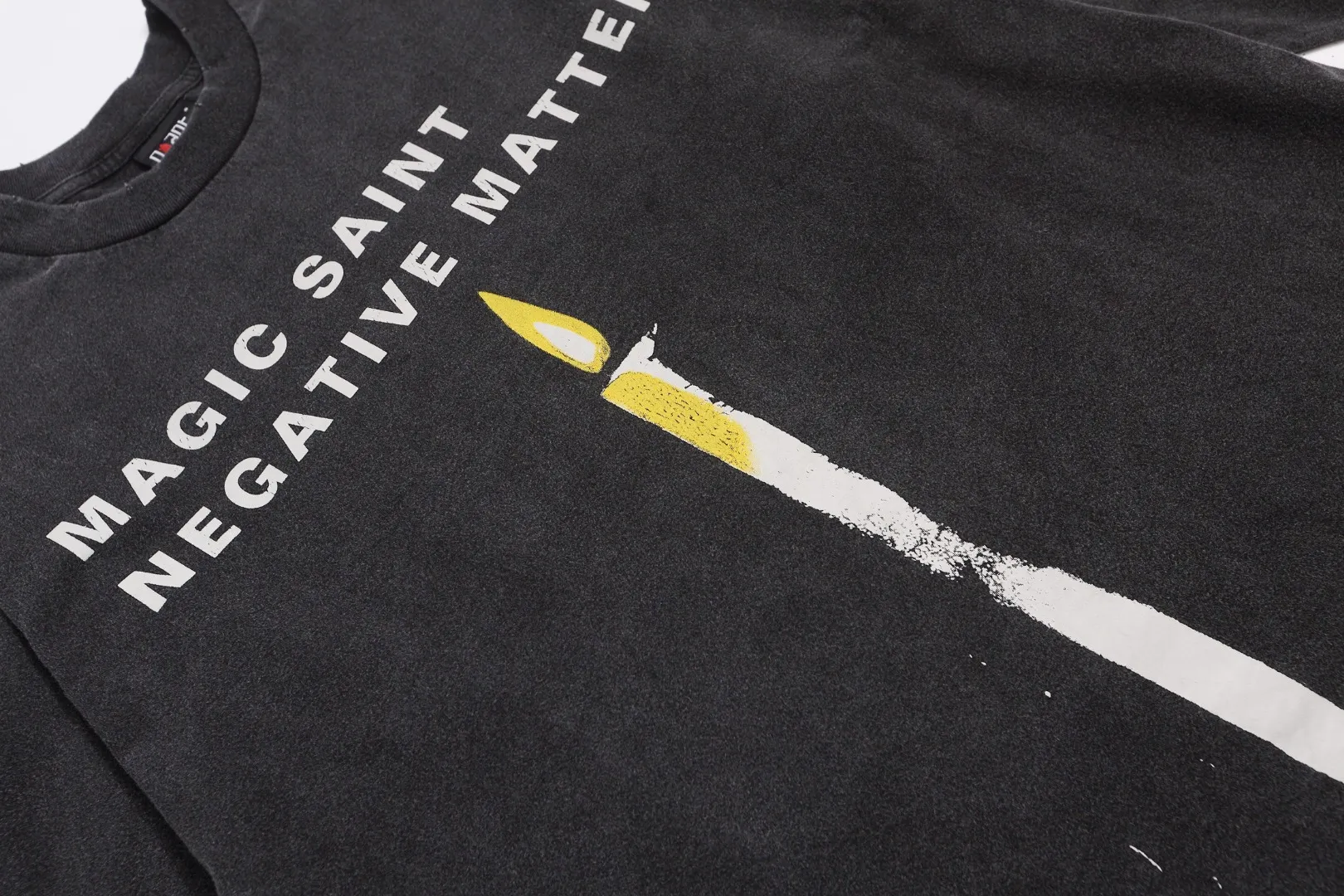 Saint Michael candle angle tee candle angel washed distressed printed loose long-sleeved bottoming T-shirt Fabric: 260g Style number: SM06 Size: S-M-L-XL Color: Black Price: P156